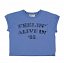 Piupiuchick,t'shirt | blue w/ "feelin' alive" print